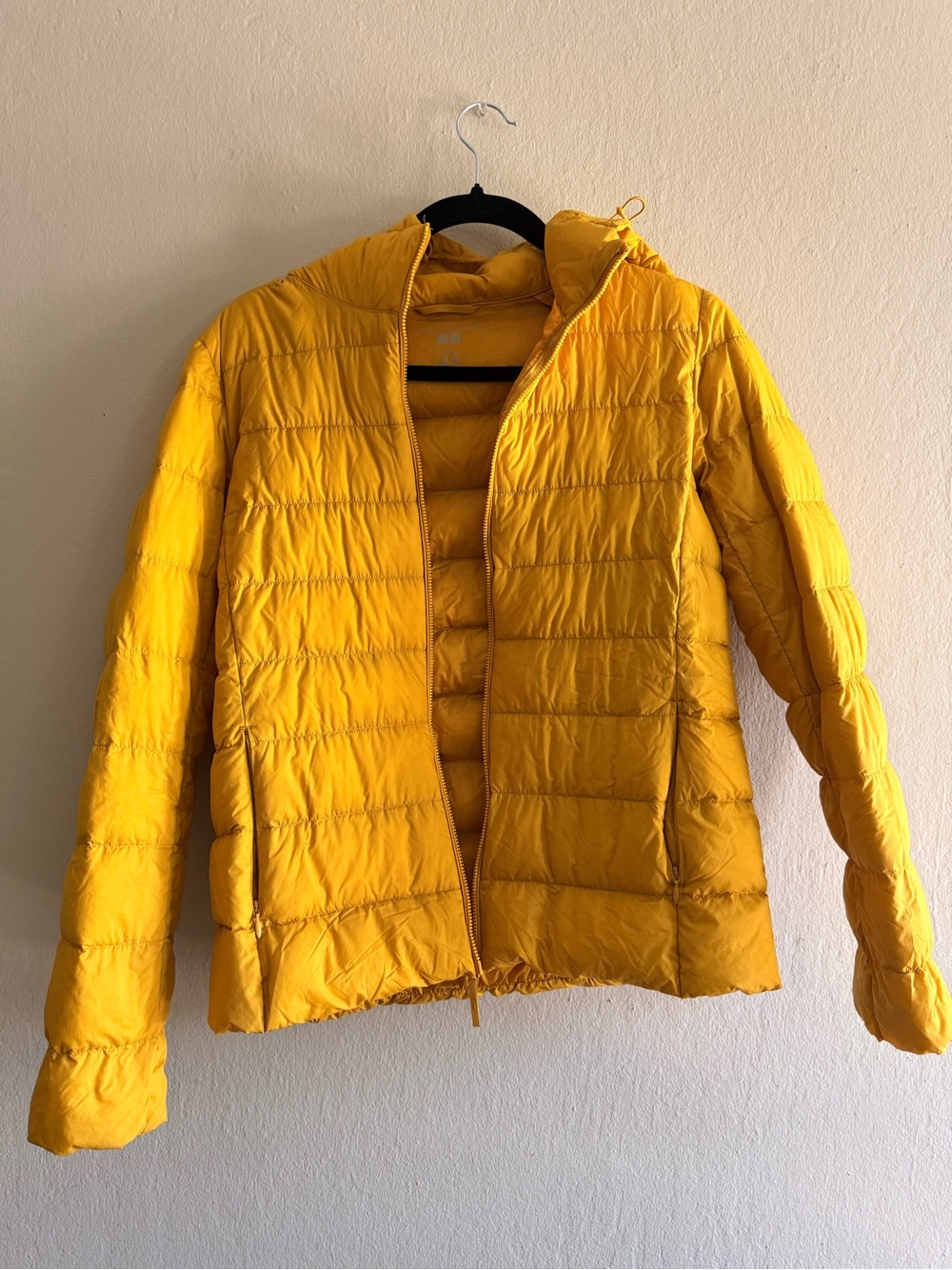 Uniqlo Yellow Packable Lightweight Down Hooded Jacket